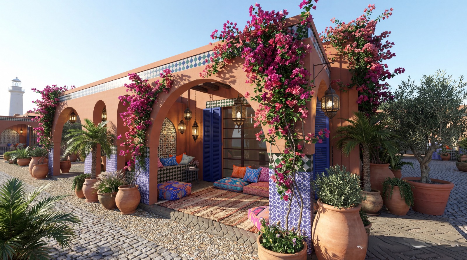 Riad bougainvilliers arches marocaines